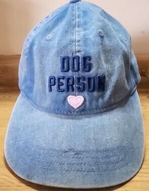 Dog Person Denim Baseball Cap Adjustable Light Blue Pink Heart Home Free Unisex